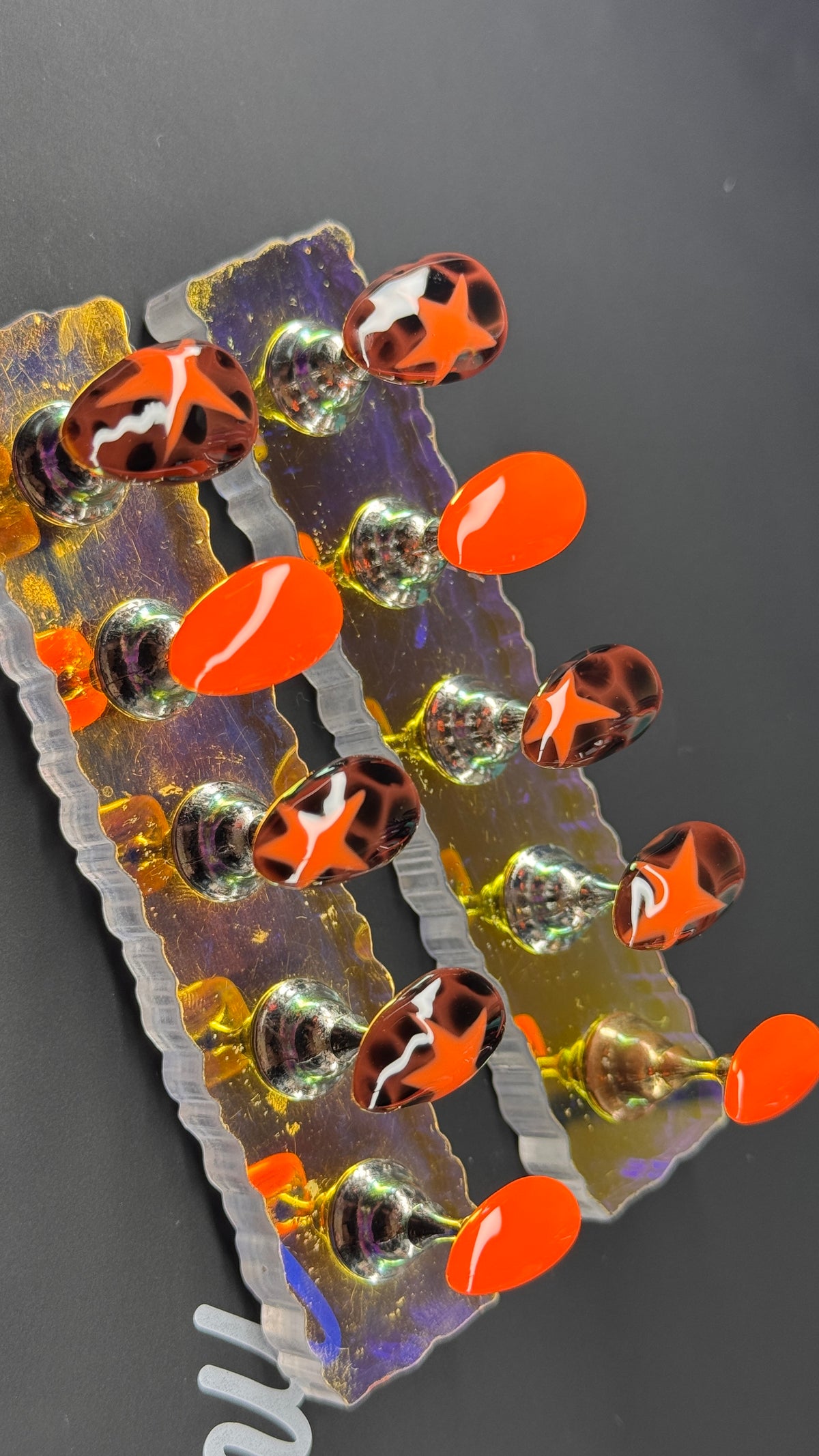 Orange Tortoiseshell Press-On Nails with Stars | Pineapple Press Ons